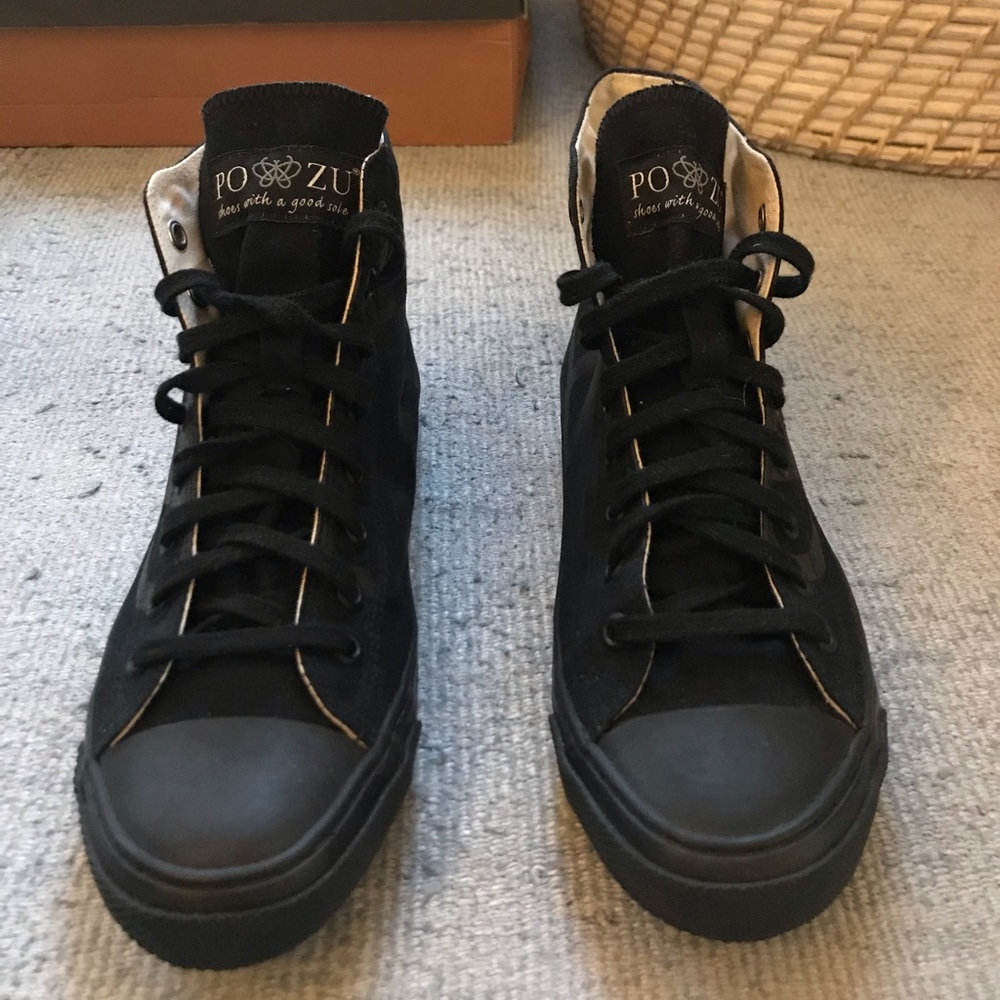 Po-Zu All Black High Top Sneakers
